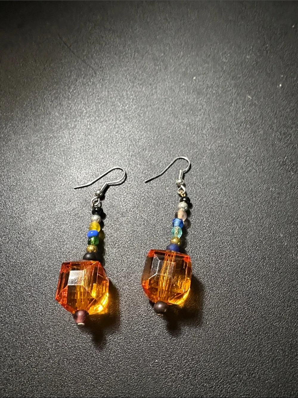 Handmade Amber Crystal Drop Earrings - Women Jewelry